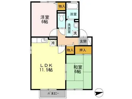 インター池田B(2LDK/1階)の間取り写真