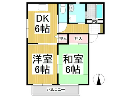 シャーメゾンひめひまわりA棟(2DK/1階)の間取り写真