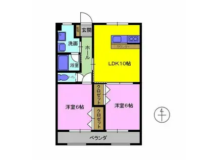 パークタウン畑中 NA棟(2LDK/1階)の間取り写真