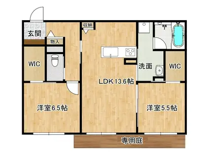 フアラライ(2LDK/1階)の間取り写真