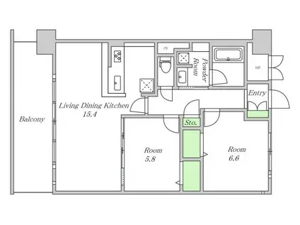 サニープレイス大阪港(2LDK/13階)の間取り写真