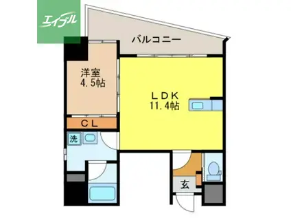さくら坂マンション壱番館(1LDK/11階)の間取り写真