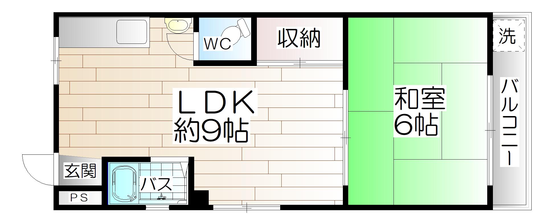 東須磨八木マンション(1LDK/4階)の間取り写真