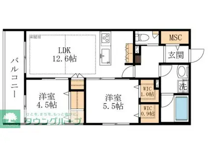 LA MAISON 千年(2LDK/2階)の間取り写真