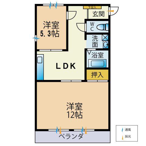 レジデンス吉井(2LDK/3階)の間取り写真