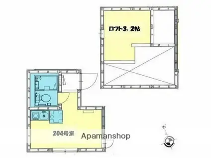 アイビーコート白楽南(ワンルーム/2階)の間取り写真