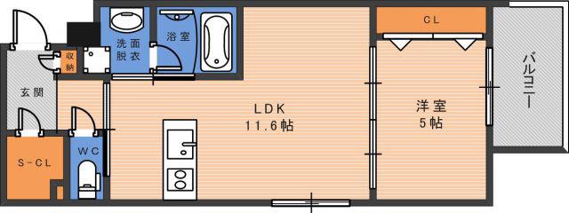 ESTAGEO北田辺(1LDK/1階)の間取り写真