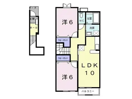 シェーネI(2LDK/2階)の間取り写真