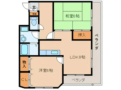 サンシャイン西大寺(2LDK/5階)の間取り写真