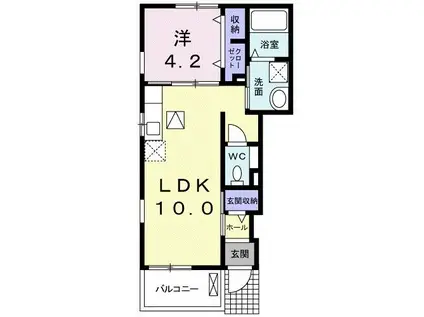 グラシャスA(1LDK/1階)の間取り写真