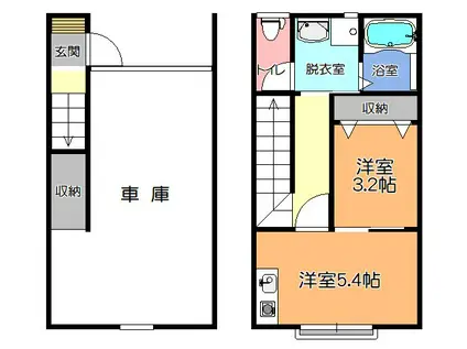 陽北ビレッジC(1DK/1階)の間取り写真