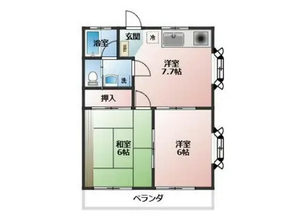 スイートハイツ(2DK/2階)の間取り写真