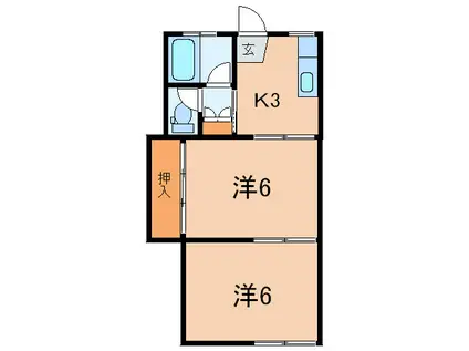 南ヶ丘ハイツ(2K/2階)の間取り写真