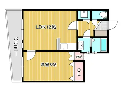 パレス南小倉(1LDK/2階)の間取り写真