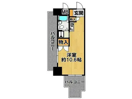ハイエスト三田(ワンルーム/2階)の間取り写真