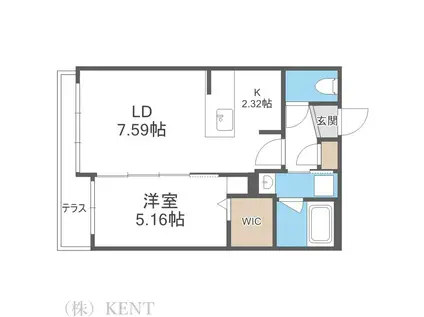 BPRレジデンス二十四軒旧URBAN FLATS二十四軒(1LDK/5階)の間取り写真