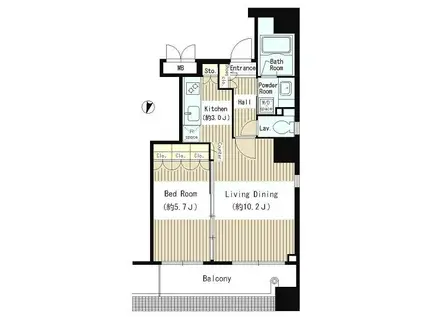 クリアウォータ芝(1LDK/6階)の間取り写真