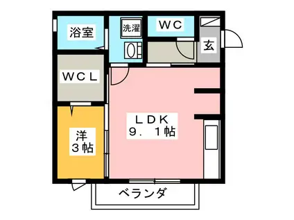 RIQUEZA黒野II(1LDK/1階)の間取り写真