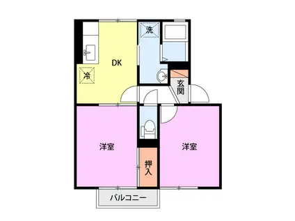 メゾン スパークA棟(2DK/2階)の間取り写真
