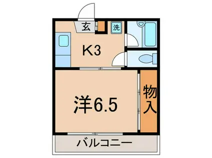 みなともハイツ旗の台(1K/2階)の間取り写真