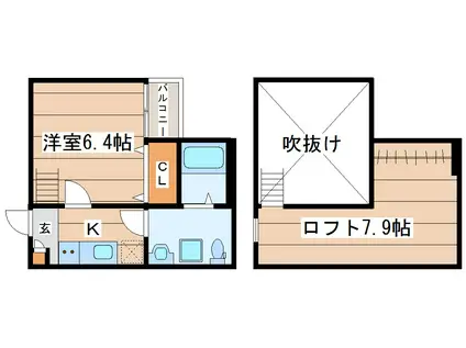 シエルクス(1K/1階)の間取り写真