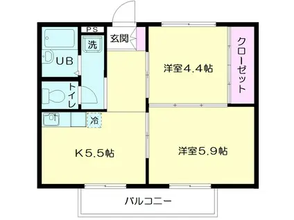 パークサイド桜山(2K/2階)の間取り写真