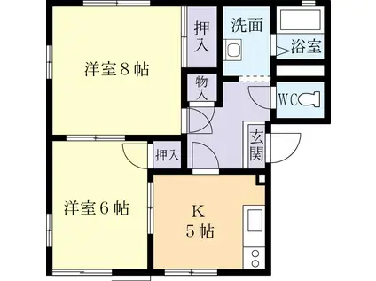 クレールT(2DK/2階)の間取り写真