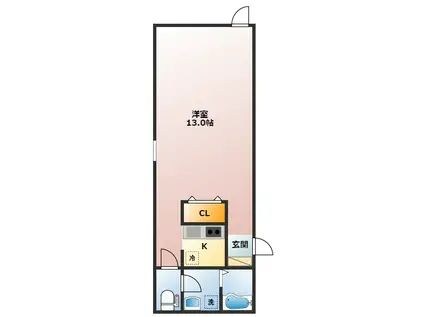 スペース氷川台(1K/1階)の間取り写真