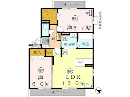 牛滝欅荘B棟(2LDK/3階)の間取り写真