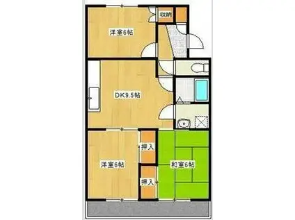 マンション ラポール(3LDK/2階)の間取り写真