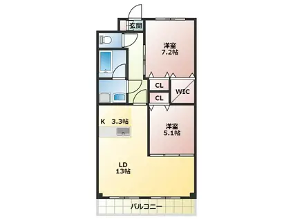 インペリアル南大高(2LDK/3階)の間取り写真
