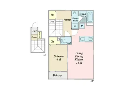 Y&KIII(1LDK/2階)の間取り写真