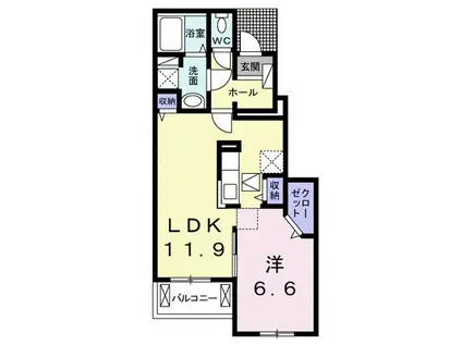 エレガンテ I(1LDK/1階)の間取り写真