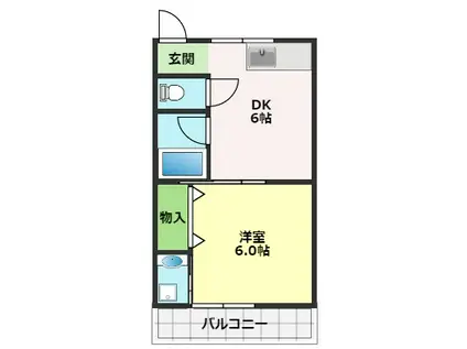 ドリームハウス1(1DK/4階)の間取り写真