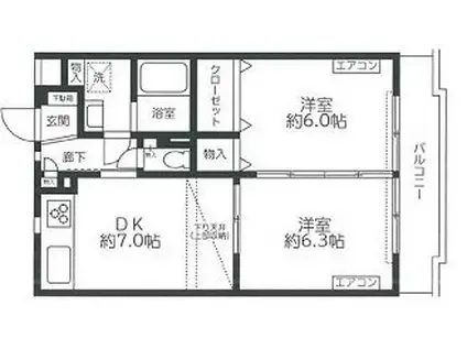 レジディア吉祥寺(2DK/2階)の間取り写真