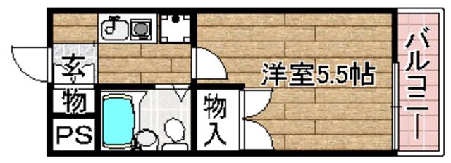 レリーサ真上(1K/3階)の間取り写真