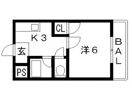 エクセル花園(1K/2階)の間取り写真