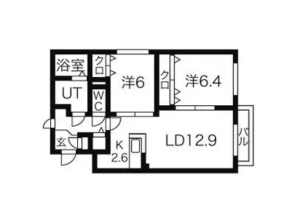 地下鉄東西線 南郷１３丁目駅 徒歩7分 4階建 築19年(2LDK/3階)の間取り写真