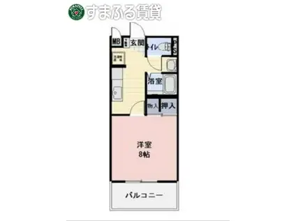 グリーンシティーII(1K/2階)の間取り写真