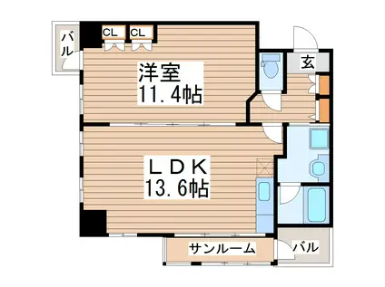 アーカス良覚院(1LDK/4階)の間取り写真