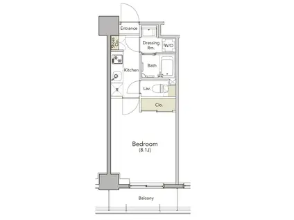 八丁堀レジデンス壱番館(1K/3階)の間取り写真