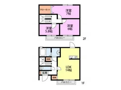 クインテット(3LDK/1階)の間取り写真