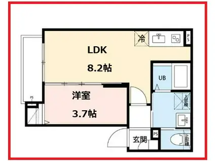 ロボットホーム東尾久(1LDK/2階)の間取り写真