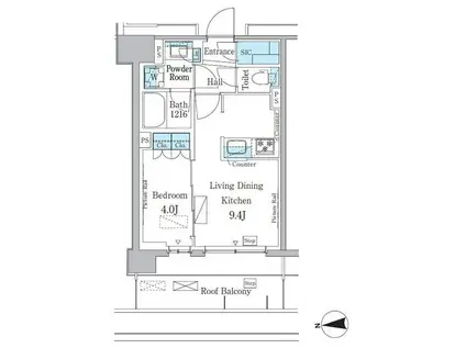 パークアクシス新宿百人町(1LDK/7階)の間取り写真