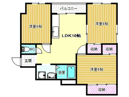 山口白鳥ビル(3LDK/4階)の間取り写真