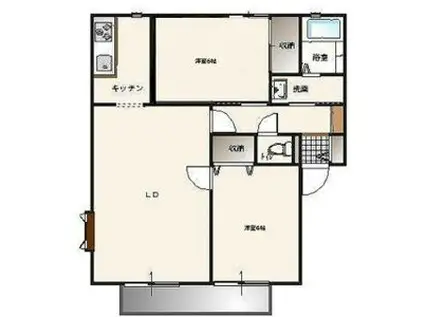 サンフラワーB棟(2LDK/2階)の間取り写真