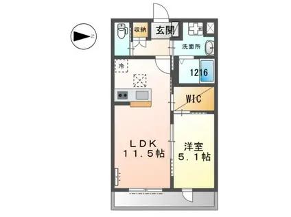 コンフォール エスパール(1LDK/1階)の間取り写真