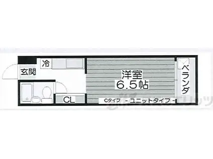 イーズIII(ワンルーム/2階)の間取り写真