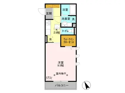 ジュウィール(1K/1階)の間取り写真