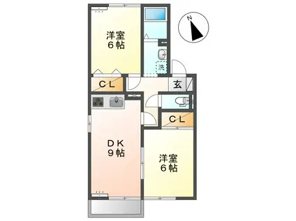 セジュールステイ(2DK/2階)の間取り写真